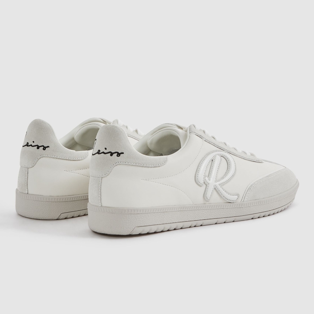 Reiss Off-White Leather & Suede Trainer Sneakers